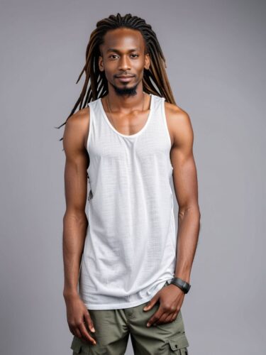Confident East African Man in White Tank Top Mockup