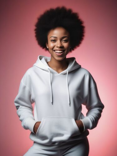 Stylish African American Woman in White Hoodie