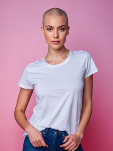 Bold and Beautiful: Young Woman in White T-shirt