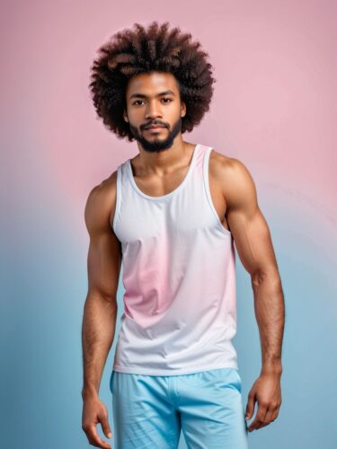 Stylish Afro-Caribbean Man in White Tank Top Mockup