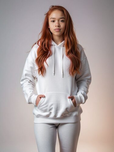 Professional Modeling in White Hoodie
