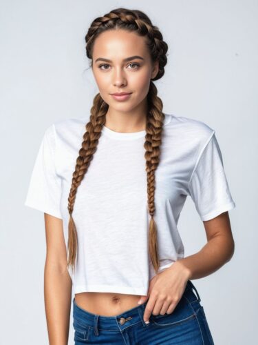 Bohemian Twist: Young Woman in White T-Shirt