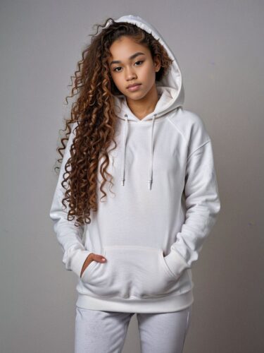 Professional Modeling Diversity in White Hoodie