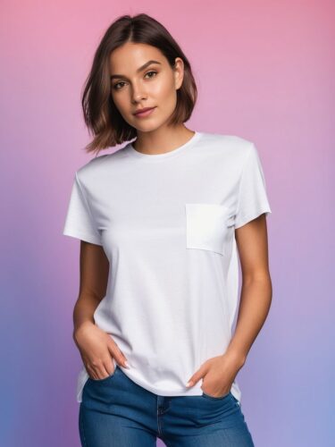 Stylish White T-Shirt Mockup on Gradient Background