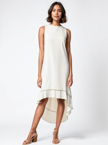 Elegant White Dress Apparel Model Portrait