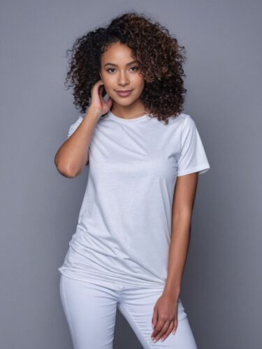 Stylish White T-Shirt Mockup on Gray Background
