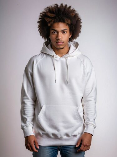 Confident Young Man in White Hoodie