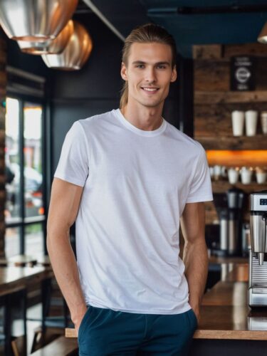 Stylish Young Man in Coffee Shop