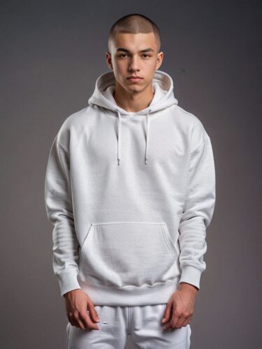 Professional Athleisure: Young Man in White Hoodie