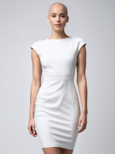 Professional Elegance in White: Young Woman Apparel Model Mockup