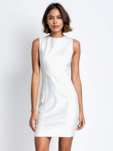Elegant White Dress Apparel Model Portrait