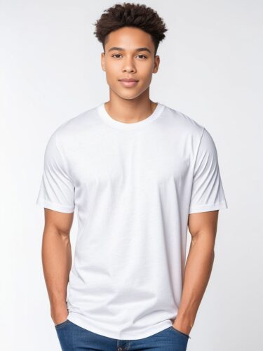 White T-Shirt Mockup on Apparel Model