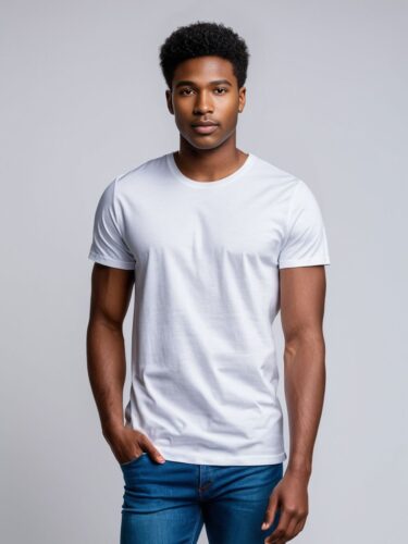 Stylish White T-Shirt Mockup on Model
