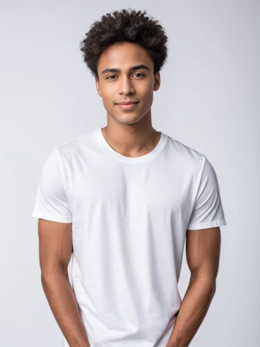 Minimalistic White T-Shirt Featuring Young Man