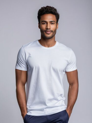 Stylish White T-Shirt Apparel Model