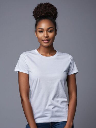 Minimal White T-Shirt Apparel Model on Gray Background