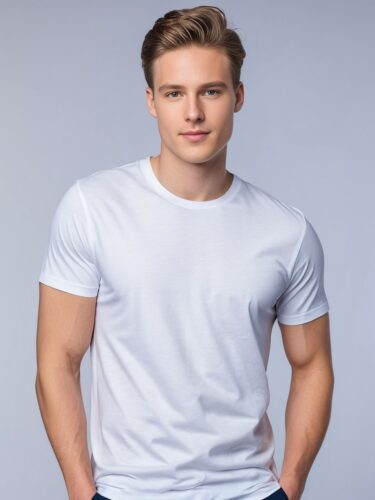 Young Man in White T-Shirt for Shirt Mockup