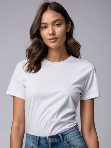 Minimalist White T-Shirt Mockup on Apparel Model