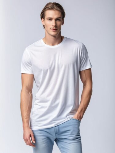 Casual White T-Shirt Mockup on Male Model