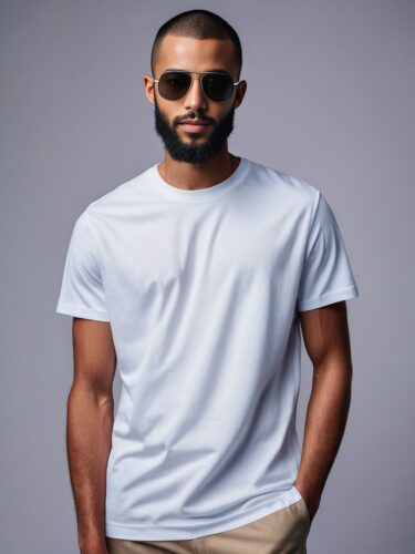 Stylish Young Man in White T-Shirt and Aviator Glasses