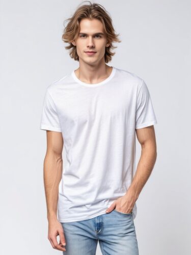 Minimalist White T-Shirt Mockup with Scarf