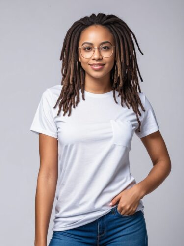 Stylish Apparel Model in White T-Shirt Mockup