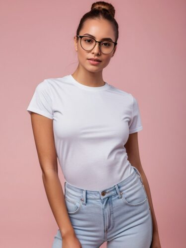 Stylish White T-Shirt Mockup Model