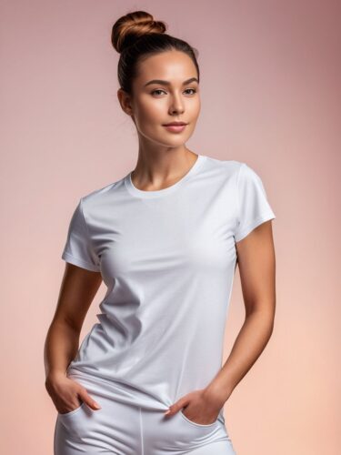 Stylish White T-Shirt Mockup: Woman Apparel Model Showcase