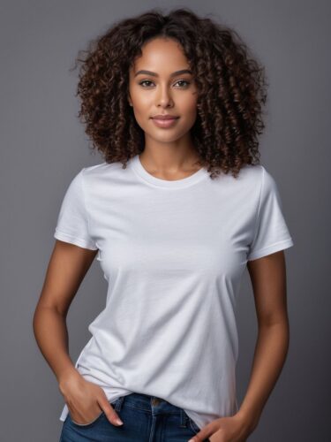Stylish Woman Apparel Model in White T-Shirt Mockup