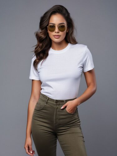 Stylish White T-Shirt Mockup Model