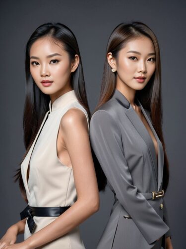 Elegant Asian Beauty Models in Chic Attire