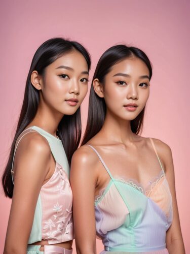 Elegant Asian Models in Fashion Showcase