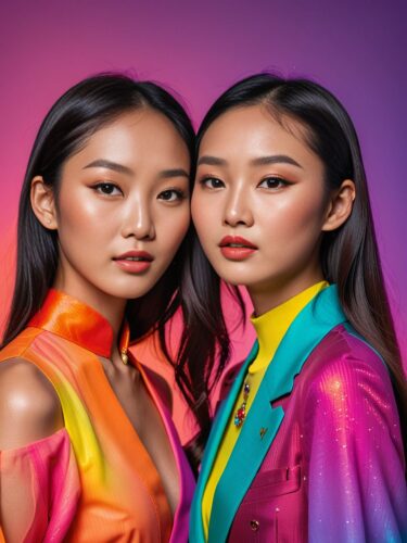 Captivating Portrait of Two Asian Beauty Models