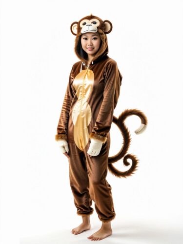 Playful Young Woman in Monkey Costume