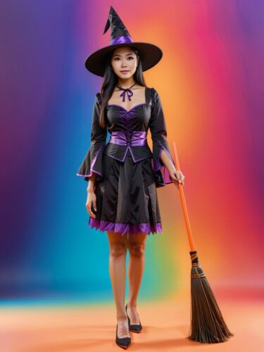 Enchanting Witch Costume on Colorful Background