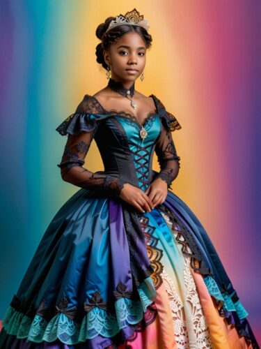 Elegant Black Woman in Victorian Ball Gown