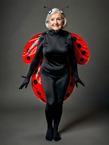 Elderly Woman in Ladybug Costume