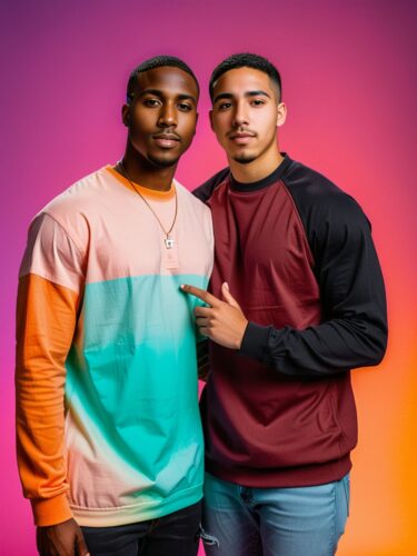 Diverse Friendship: Black and Hispanic Men in Vibrant Setting