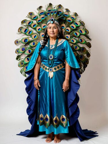 Native American Woman in Peacock Costume