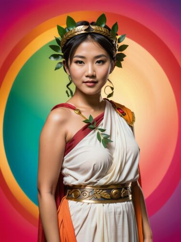 East Asian Woman as Roman Goddess