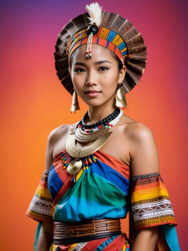 Cultural Fusion: Southeast Asian Woman in African Tribal Attire