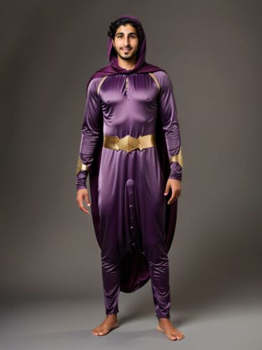 Middle Eastern Young Man Wearing Eggplant Costume