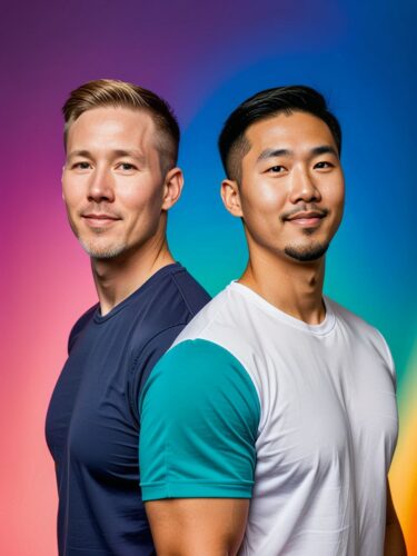 Diverse Friendship: Robust White and Athletic Asian Best Friends