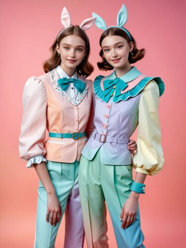 Whimsical Fashion Duo: A Playful Portrait