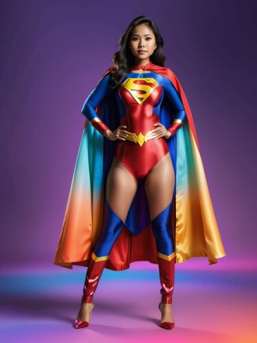 Empowering Southeast Asian Woman in Superhero Outfit