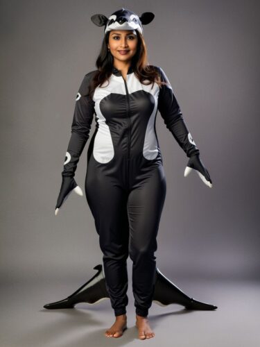 South Asian Woman in Orca Costume