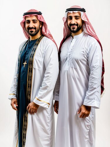 Middle Eastern Best Friends in Traditional Robes