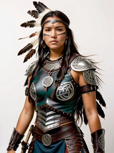 Native American Woman as Celtic Warrior