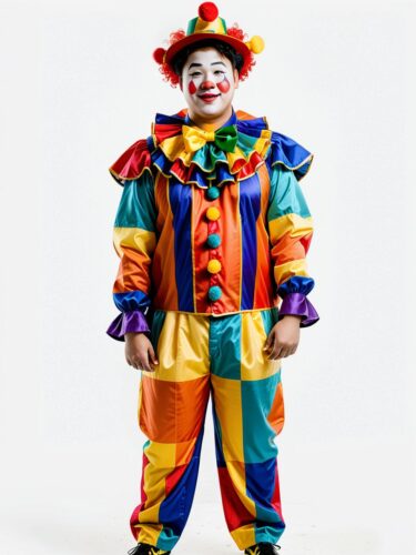 Colorful Clown Costume: Young Asian Man