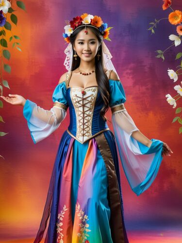 Enchanting Renaissance Fair Maiden in Southeast Asian Attire